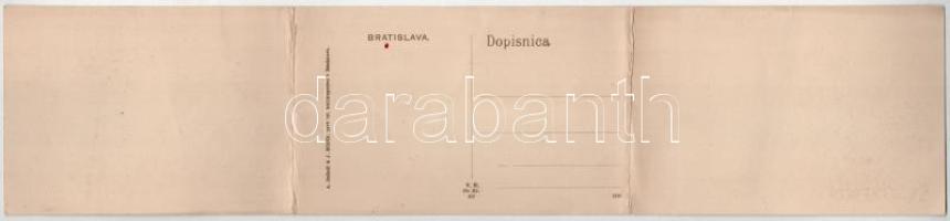 Pozsony, Pressburg, Bratislava; 3-részes kinyitható panorámalap / 3-tiled folding panoramacard (kis ...