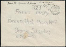 1946 (23. díjszabás) Külföldi levél 8000 billió P készpénzes bérmentesítéssel Ausztriába / Cover with cash franking to Austria "DOMOSZLÓ"