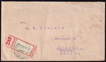 1946 (5. díjszabás) Ajánlott levél Dániába 4 bélyeggel, de mivel nem volt postaforgalom Dániával, ez...