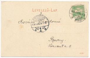 1909 Selmecbánya, Banská Stiavnica; Deák Ferenc utca, Takáts Miklós üzlete, piaci árusok. Joerges A....