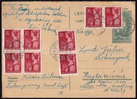 1945 (3. díjszabás) 8 bélyeges levelezőlap / Postcard with 8 stamps