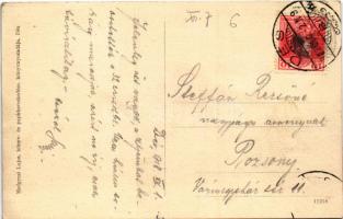 1918 Dés, Dej; Nemzeti színház, piaci árusok, hirdetőoszlop. Medgyesi Lajos kiadása / theatre, marke...