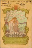 1902 Május / Wunderschön Monat Mai. Wiener Kindl Lenzkarte Senfelder / May. Art Nouveau litho (EK)