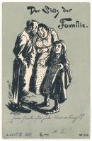 1900 Der Stolz der Familie. A. St. No. 222. / Zsidó család, gúnyrajz. Judaika / Jewish family, mocking postcard. Judaica (fa)