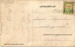 Pöstyén-fürdő, Kúpele Piestany; pellengér (szégyenfa) a Vásár téren. Laufer Nándor kiadása / Pranger...