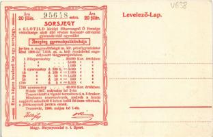 Besztercebánya, Banská Bystrica; Garam folyó. Hátoldalon Sorsjegy a Szegény gyermekpoliklinika javár...