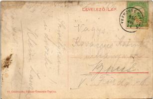 1910 Trencsénteplic, Trencianske Teplice; Garni szálloda és villamos. Ondreicska Fábián kiadása / ho...