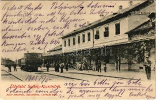 1905 Székelykocsárd, Székely-Kocsárd, Kocsárd, Lunca Muresului; vasútállomás, vonat. Adler fényirda / railway station, train (EK)
