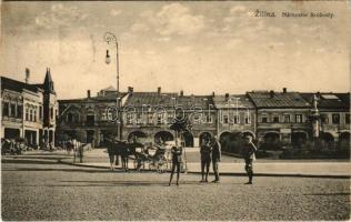 1925 Zsolna, Sillein, Zilina; Námestie Slobody, Mestsky Hotel / tér, Városi szálloda / square, hotel (fl)