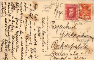 1925 Zsolna, Sillein, Zilina; Námestie Slobody, Mestsky Hotel / tér, Városi szálloda / square, hotel...