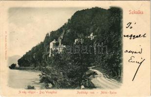 1901 Vágsziklás, Szkalka, Szkalka-Benedek, Skalka nad Váhom; Apátsági rom a Vág völgyében. Gansel Lipót 43. / Abtei-Ruine, Das Waagtal / abbey ruins in Povazie