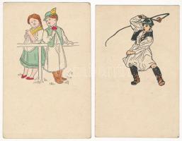 2 db régi magyar folklór képeslap / 2 pre-1945 Hungarian folklore art postcards