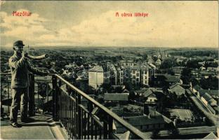1910 Mezőtúr, a város látképe, katona kürttel. W.L. Bp. 6371. (EK)
