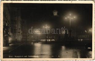 Graz (Steiermark), Hauptplatz mit Schlossberg / main square, pharmacy, shops (EK)