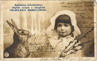 1905 Zsírtalan, ártalmatlan, rögtön szépít a világhírű Földes-féle Margit-Creme / Hungarian cold cream advertisement card (EM)