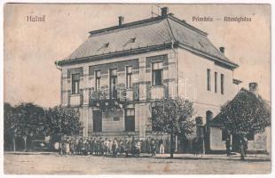 1924 Halmi, Halmeu; Községháza. Friedmann nyomda kiadása / Primaria / town hall (ázott / wet damage)