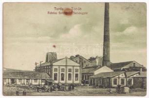 Torda, Turda; Szódagyár, automobilok. Füssy József kiadása / Fabrica Solvay / soda factory (ázott sarok / wet corner)