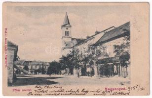 1903 Nagyenyed, Aiud; Fő tér, templom, üzlet. Winkler János kiadása / main square, church, shop (EB)