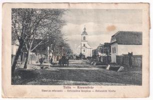 1927 Keresztvár, Nyén, Nyién, Teliu (Brassó); Biserica reformata / Református templom / Calvinist church, street view (r)