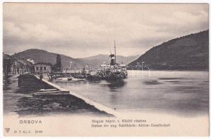 Orsova, MFTR kikötő, gőzhajó / Station der ung. Schiffahrts-Aktien-Gesellschaft / port, steamship (fa)