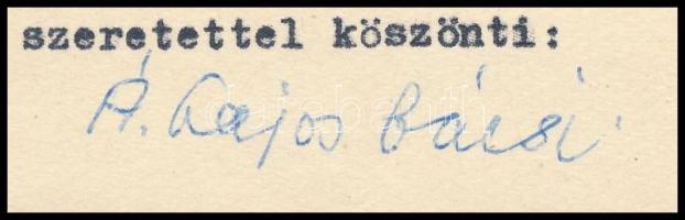 1962 Áprily Lajos (1887-1967) költő,műfordító autográf aláírása verses, gépelt névjegykártyáján Szől...
