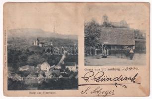 1906 Szelindek, Stolzenburg, Slimnic; Burg und Pfarrhaus / vár és evangélikus paplak. Thomas Zimmermann kiadása / castle, Lutheran rectory (fl)