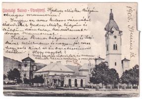 1905 Szinérváralja, Szinér-Váralja, Szinyérváralja, Seini; Római katolikus templom, Boér Károly üzlete és saját kiadása / Catholic church, shop (EK)