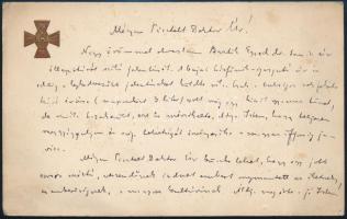 1926 Zirc, Werner Adolf (1867-1939) zirci apát kézzel írt levele dombornyomott kártyán dr. Völgyesi Ferenc pszichiáter, orvosnak