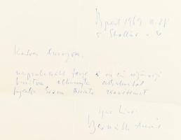 1969 Bernáth Aurél (1895-1982) festőművész aláírt, autográf levele