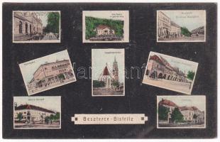 1910 Beszterce, Bistritz, Bistrita; Gewerbeverein, Villa Franca am Schieferberg, Marktplatz, Hauptgasse, Evangelische Kirche, Kornmarkt, Untere Vorstadt, Forsthaus / Iparosegylet háza, Villa Franca, Piac, Fő utca, üzletek, Takarékpénztár, Evangélikus templom, Búza sor, Erdészlak. F. Stolzenberg kiadása / House of Craftsmen Association, villa, market, main street, shops, savings bank, Lutheran church, street view, forestry house