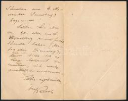 cca 1910 Kacsóh Pongrácz (1873-1923) zeneszerző autográf levele német nyelven "Sehr geehrter He...