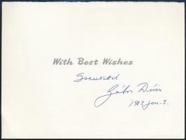 Gábor Dénes (1900-1979) Nobel-díjas magyar fizikus, gépészmérnök autográf aláírása üdvözlőkártyán / autograph signed card of Nobel Prize winner physicist Dennis Gabor