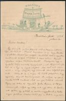 1896 Goldziher Ignác (1850-1921) magyar orientalista, egyetemi tanár, a budapesti izraelita hitközség titkára az MTA tagjának autográf levele a luxori Karnak Hotel levélpapírján Ágai Adolfnak. A levélben saját megjelenő cikkei mellett a készülő Körösi Csoma Sándorról szóló könyvről ír. Két beírt oldal