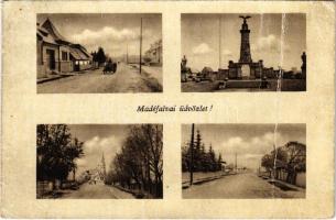 1944 Mádéfalva, Csíkmádéfalva, Siculeni; A madéfalvi veszedelem (1764) turul emlékoszlopa, Fő utca / monument of the Székely massacre (Siculicidium), obelisk, main street (fa)