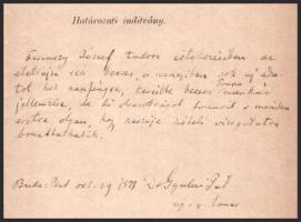 1871 Gyulai Pál (1826-1909) irodalomtörténész, író autográf sorai bölcsészkari dokumentumon Ferenczy...