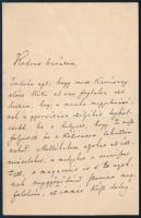 1897 Thallóczy Lajos (1856-1916) történész, a Magyar Történelmi Társulat elnöke autográf levele ismeretlennek Kedves Barátom! megszólítással, melyben az illető munkájának javításáról ír.