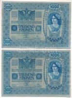 Ausztria 1919. (1902.) 1000K mindkét oldal német, piros "DEUTSCHÖSTERREICH" függőleges fel...
