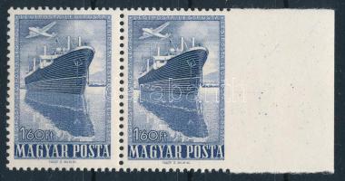 1950 Repülő V. 1,60Ft pár jobb oldalon fogazatlan / Mi 1124 pair, imperforate on the right side