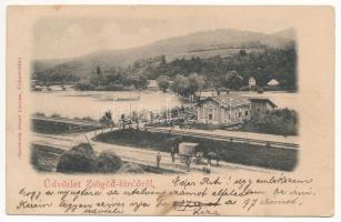 1901 Zsögödfürdő, Jigodin Bai; vasútállomás. Szvoboda József kiadása / railway station (fl)