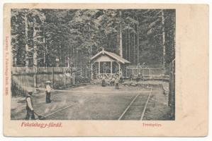 1907 Feketehegyfürdő, Feketehegy, Cernohorské kúpele (Merény, Vondrisel, Nálepkovo); tenisz pálya. Lomnitzy V. kiadása / tennis court, sport (ázott / wet damage)