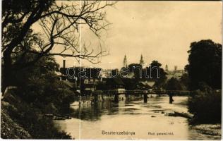 1913 Besztercebánya, Banská Bystrica; Alsó garami híd / Hron riverside with bridge (apró szakadás / tiny tear)