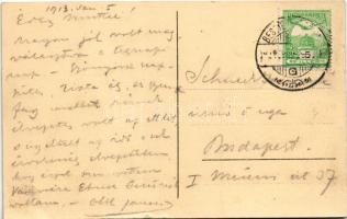 1913 Besztercebánya, Banská Bystrica; Alsó garami híd / Hron riverside with bridge (apró szakadás / ...