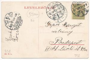 1907 Arad, Atzél Péter utca, Fehér Kereszt szálloda, Klein Mór, Neumann M., Erdős és Központi Divatá...