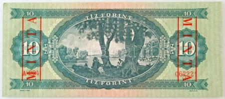 1957. 10Ft "A 294 067221" sorozat és sorszámmal, piros "MINTA" felülnyomással és...