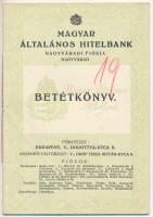 Nagyvárad 1944. Magyar Általános Hitelbank Nagyváradi Fiókja betétkönyve egy bejegyzéssel