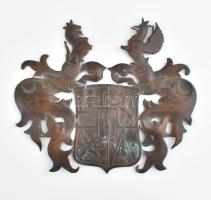 Ismeretlen család címere, ólom, sérülésekkel, 17x20 cm