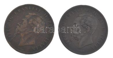 Olaszország 1866OM 10c bronz "II. Viktor Emánuel" + 1867H 10c Br "II. Viktor Emánuel&...