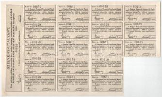 Budapest 1922. "Magyar Nemzeti Gazdasági Bank R.T." névre szóló részvénye 500K-ról, szelvé...