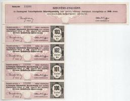 Esztergom 1927. "Esztergomi Takarékpénztár Részvénytársaság" részvénye 70P-ről szárazpecsé...