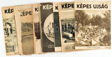 1915-1917 Képes Újság 14 db száma az I. világháború idejéből, a háború képeivel és híreivel, vegyes állapotban (több sérült, szétvált címlappal)